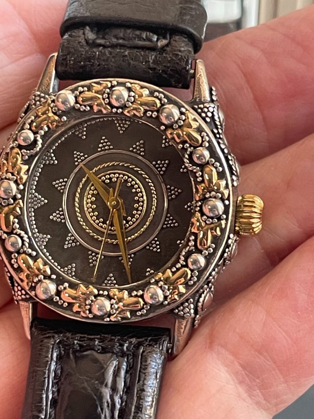 JOHN HARDY WATCH GOLD AND STERLING CROCO BAND